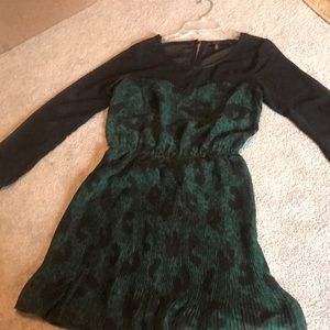 Forest green and black leopard dress